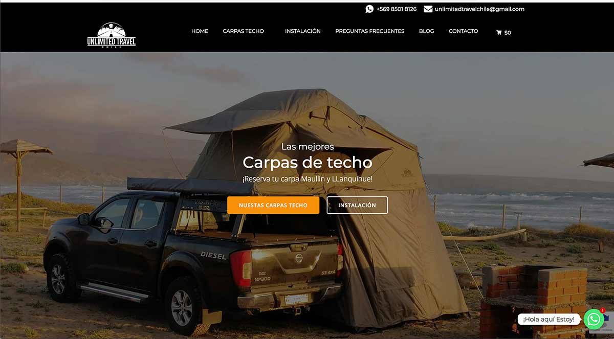 Venta de carpas techo en Chile